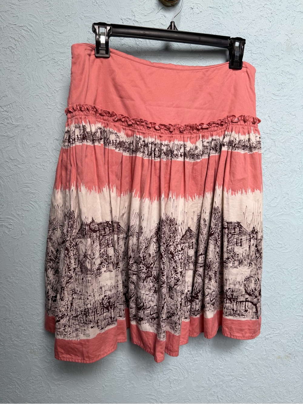 100% Cotton French village toile midi skirt